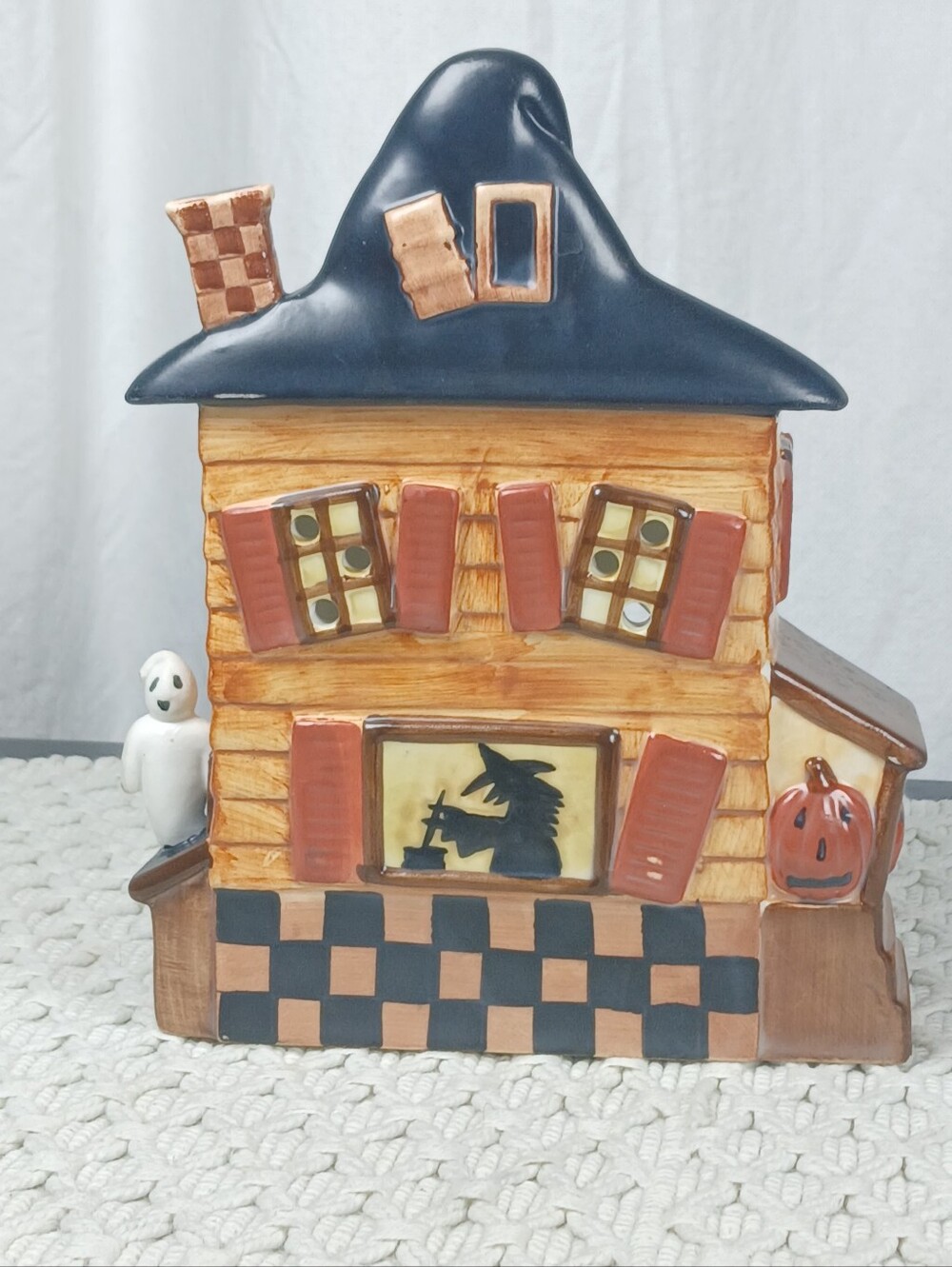 Vtg Yankee Candle Halloween Haunted House Votive Candle Tart Warmer Witch Ghost
